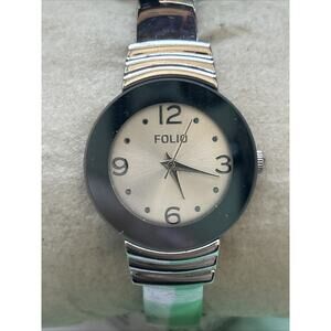 Folio Silver Tone Women’s Cuff Watch